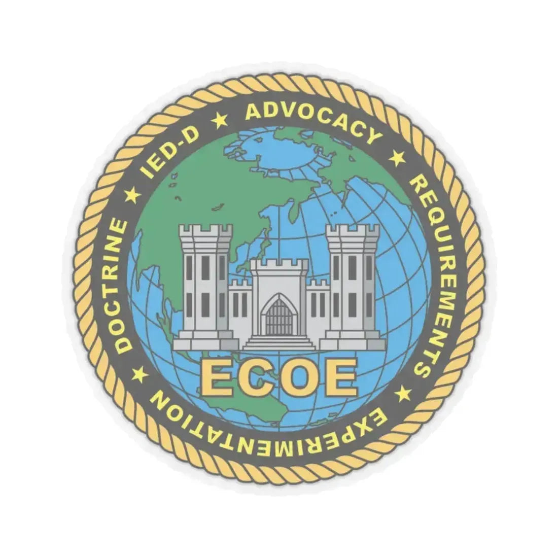 ECOE Engineer Center of Excellence (USMC) STICKER Vinyl Kiss-Cut Decal 6 Inch Transparent - The Sticker Space