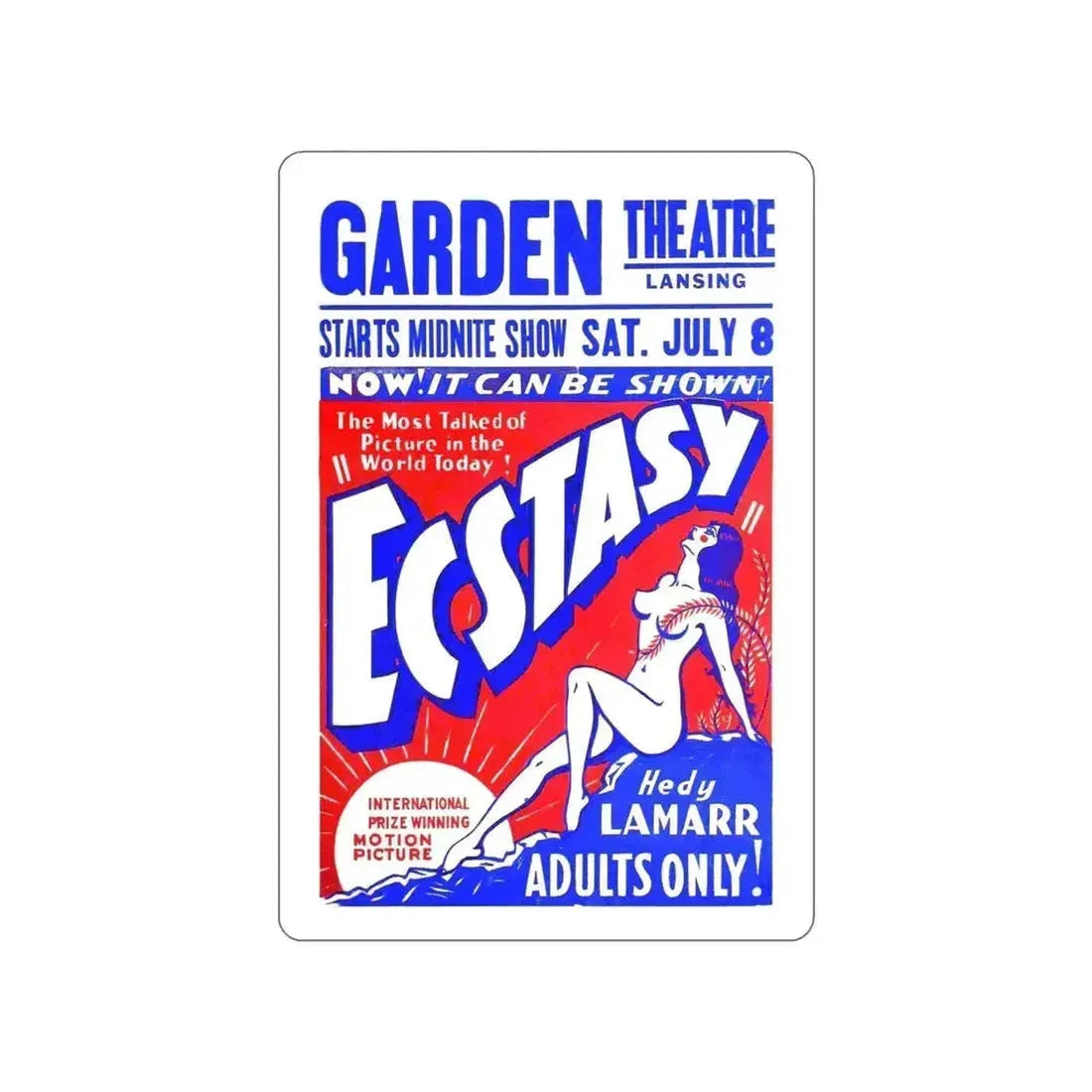 ECSTACY (2) 1933 Movie Poster STICKER Vinyl Die-Cut Decal 5 Inch - The Sticker Space