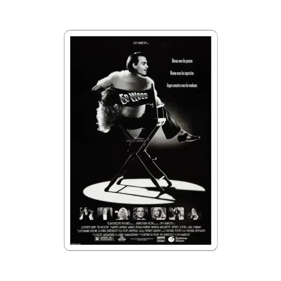 Ed Wood 1994 Movie Poster - STICKER Vinyl Kiss-Cut Decal 2 Inch White - The Sticker Space