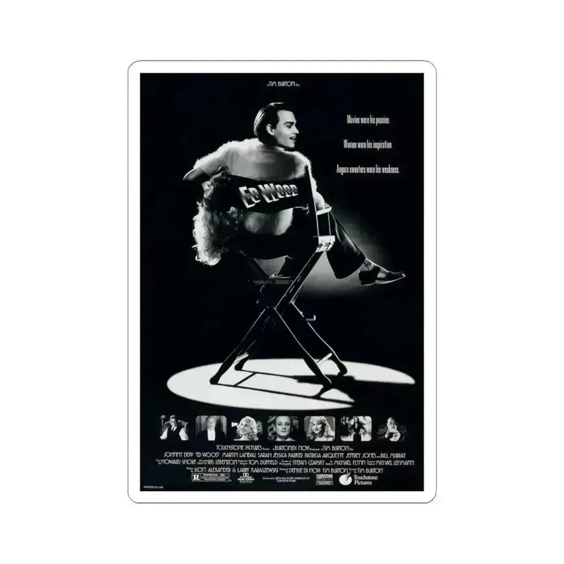 ED WOOD 1994 Movie Poster - STICKER Vinyl Kiss-Cut Decal 4 Inch White - The Sticker Space