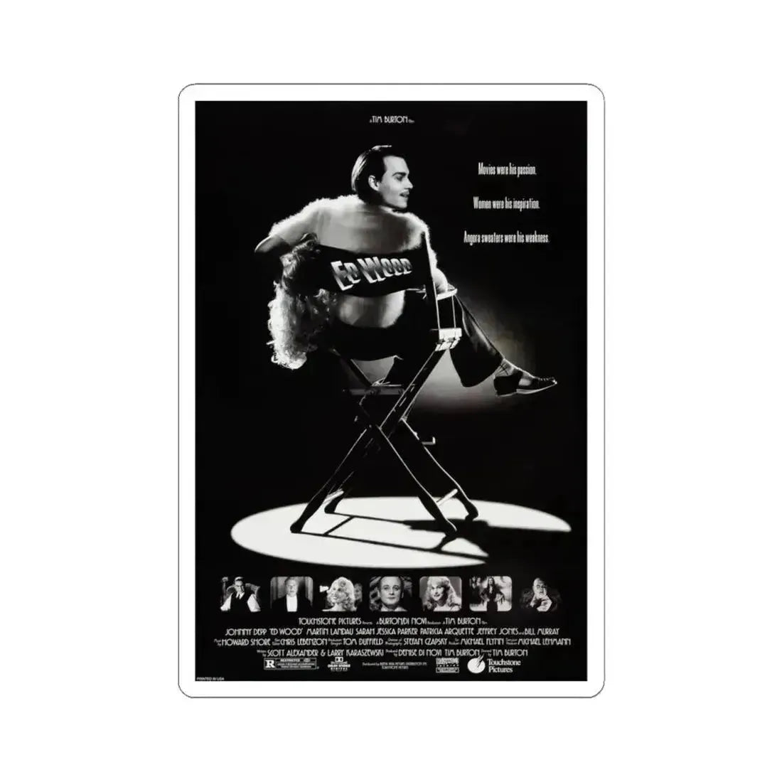 Ed Wood 1994 Movie Poster - STICKER Vinyl Kiss-Cut Decal 4 Inch White - The Sticker Space