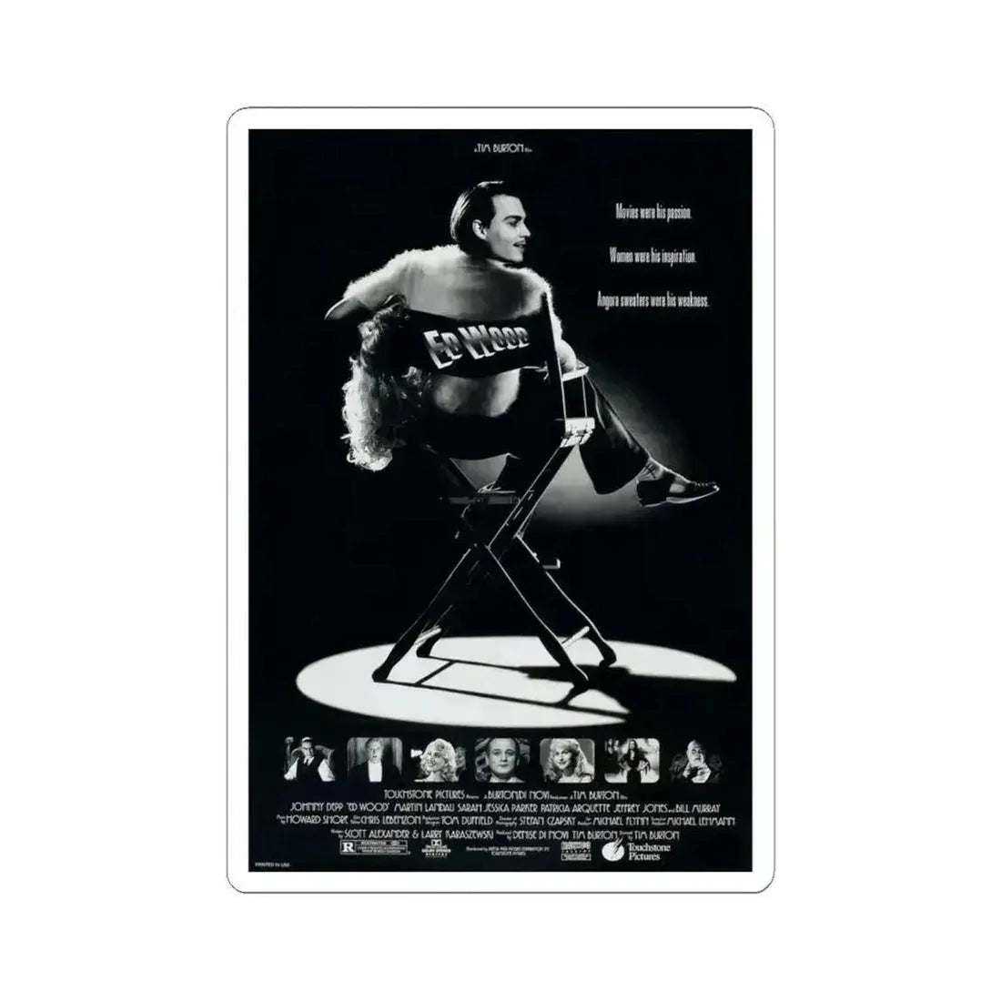 ED WOOD 1994 Movie Poster - STICKER Vinyl Kiss-Cut Decal 6 Inch White - The Sticker Space