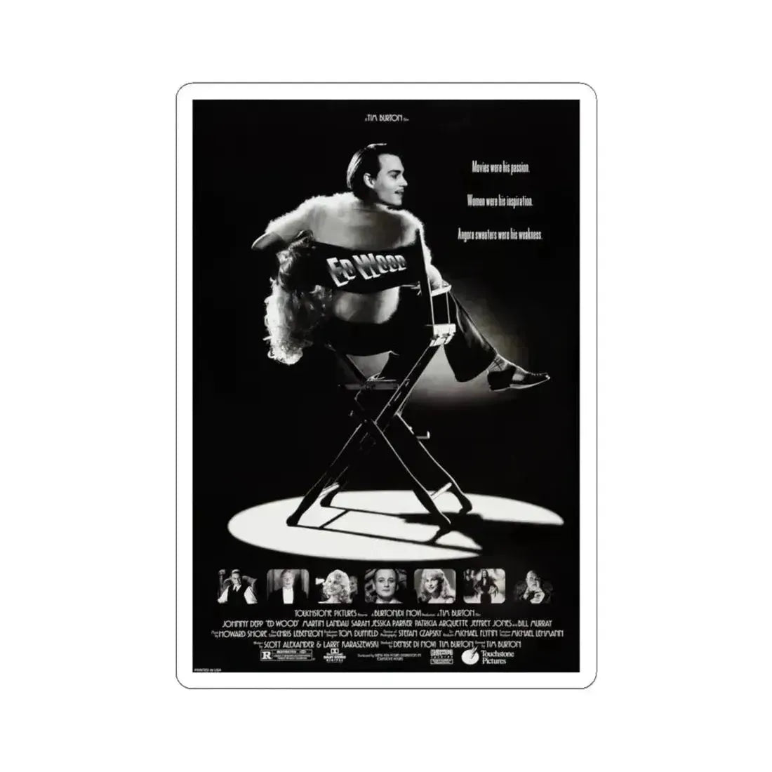 Ed Wood 1994 Movie Poster - STICKER Vinyl Kiss-Cut Decal 6 Inch White - The Sticker Space