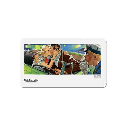 Eddie Buys A Car, 1939 (Magazine Illustration) Refrigerator Magnet 4 Inch Die-Cut - The Sticker Space