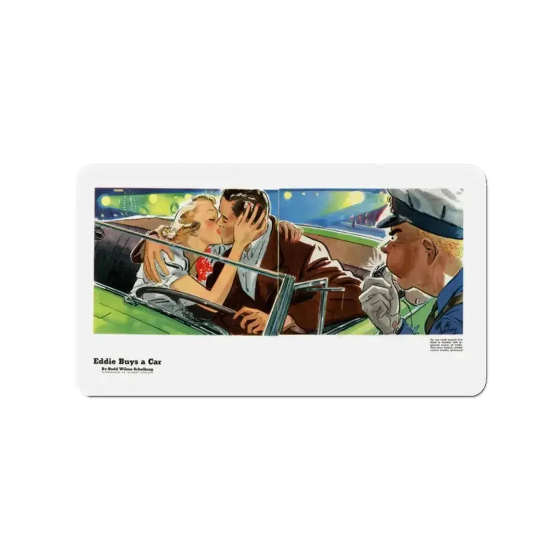 Eddie Buys A Car, 1939 (Magazine Illustration) Refrigerator Magnet - The Sticker Space