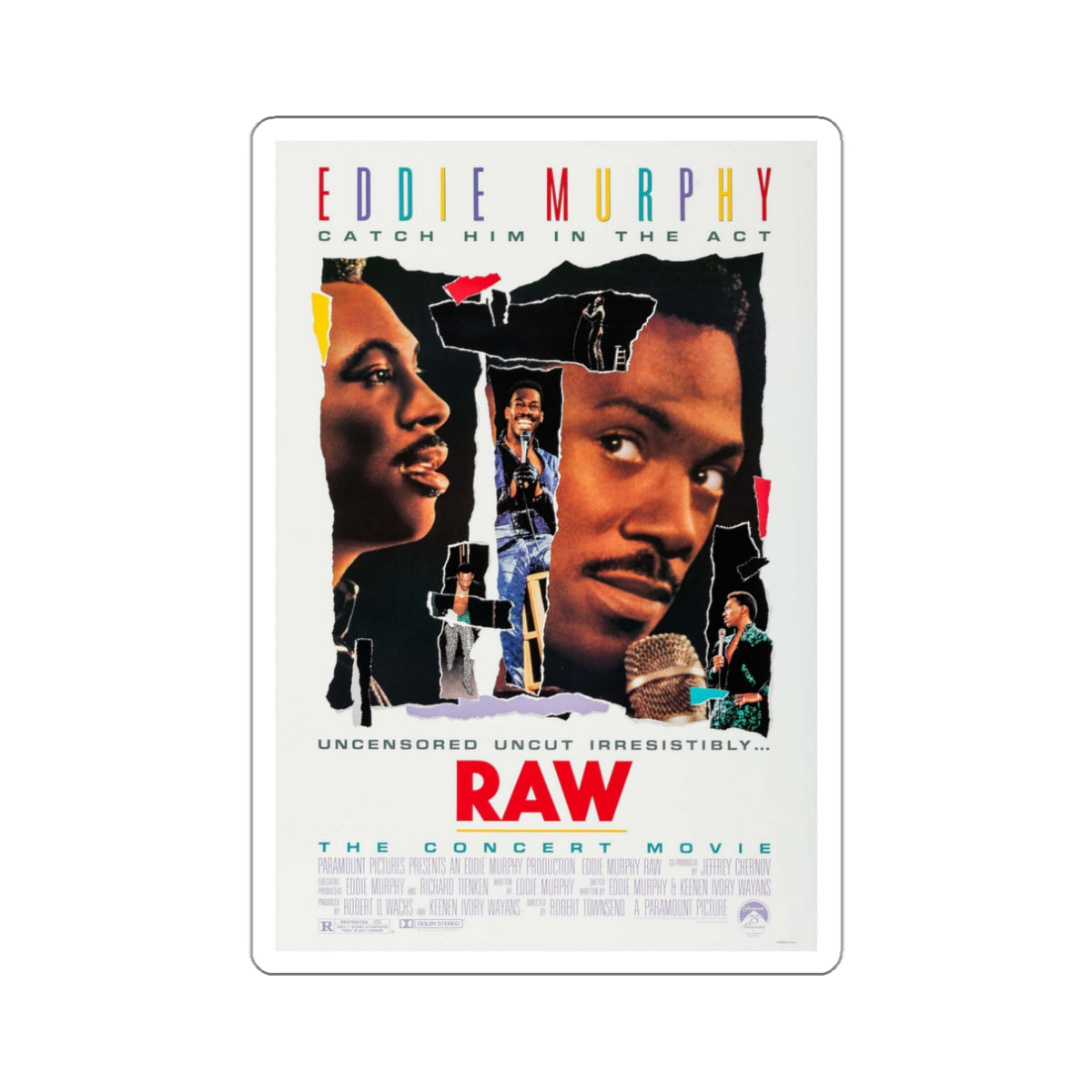 Eddie Murphy Raw 1987 Movie Poster STICKER Vinyl Die-Cut Decal-White-The Sticker Space