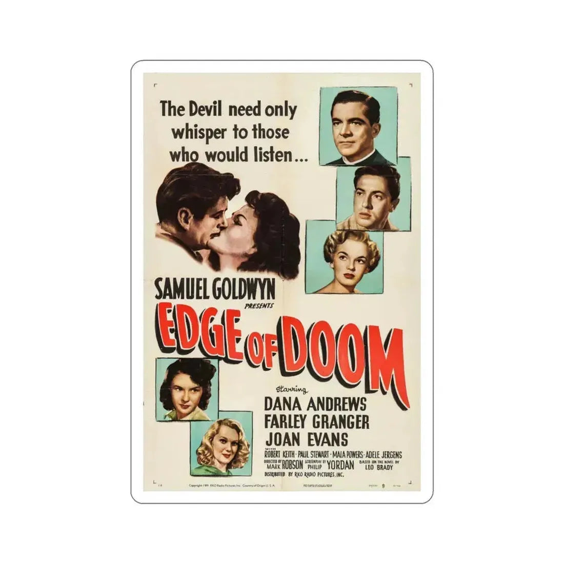 Edge of Doom 1950 Movie Poster STICKER Vinyl Die-Cut Decal 3 Inch - The Sticker Space