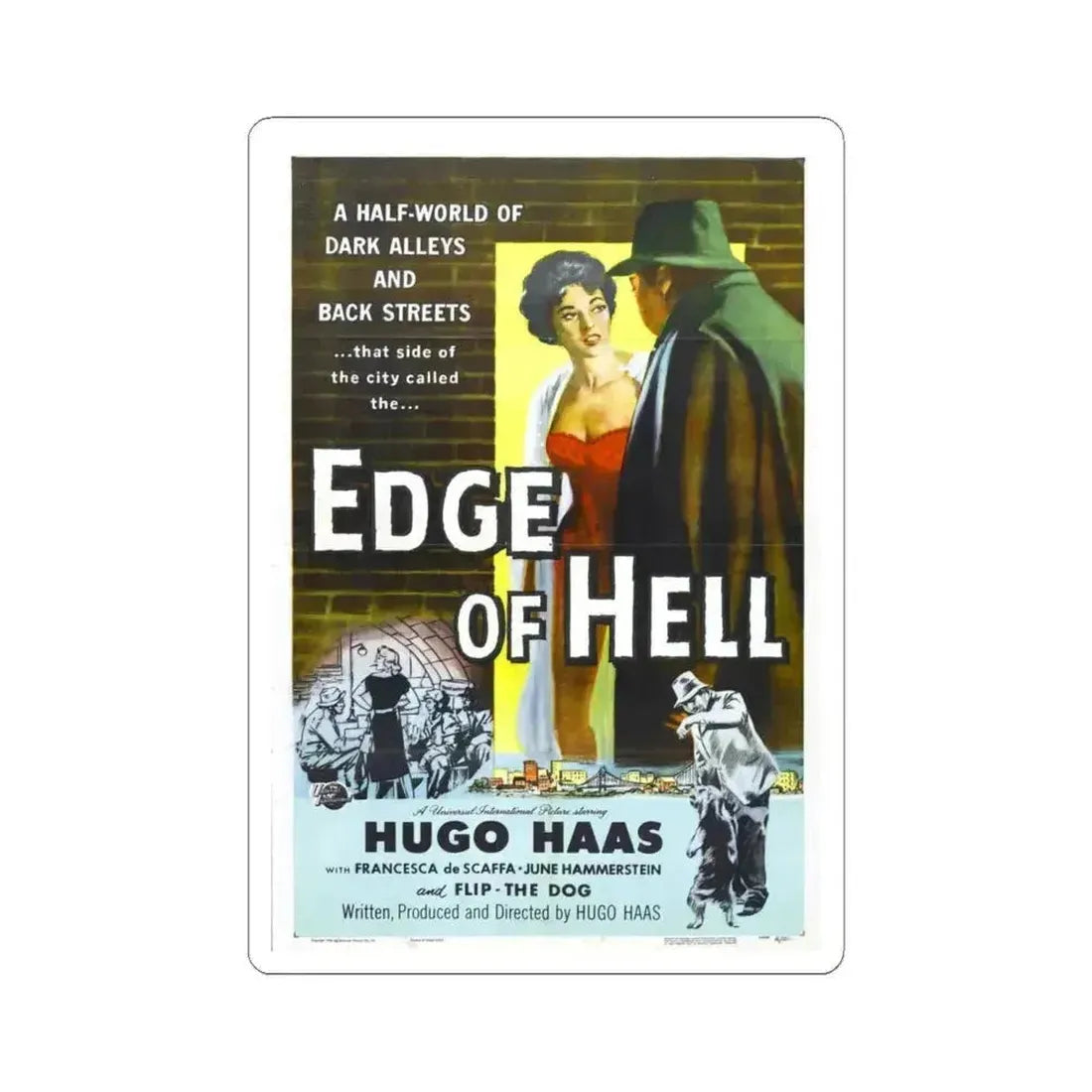 Edge of Hell 1956 Movie Poster - STICKER Vinyl Kiss-Cut Decal 6 Inch White - The Sticker Space