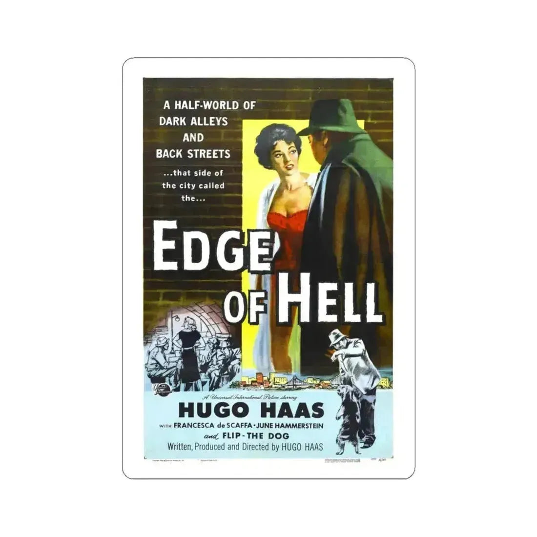 EDGE OF HELL 1956 Movie Poster - STICKER Vinyl Kiss-Cut Decal 6 Inch White - The Sticker Space