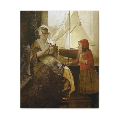 Eduard Charlemont (1848-1906) Dutch Fisherwoman with Child - Canvas Wall Art 16″ x 20″ 1.25" - The Sticker Space