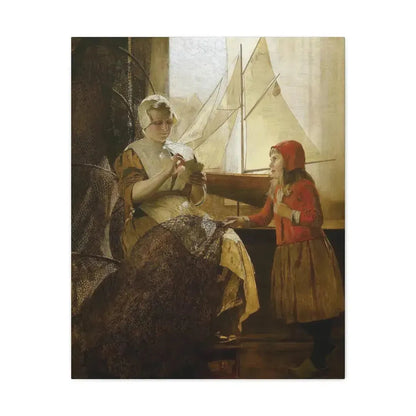 Eduard Charlemont (1848-1906) Dutch Fisherwoman with Child - Canvas Wall Art 24″ x 30″ 1.25" - The Sticker Space
