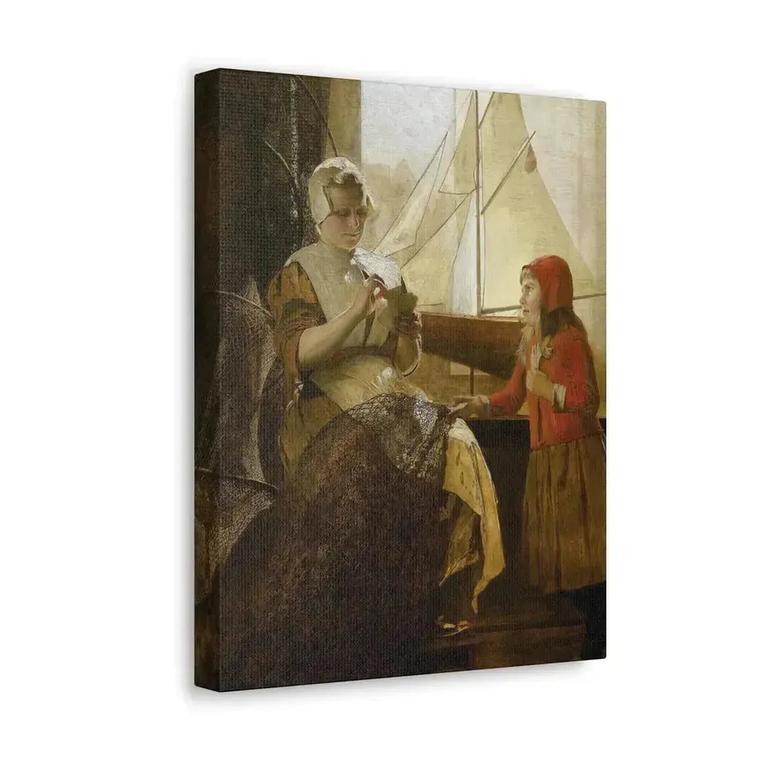 Eduard Charlemont (1848-1906) Dutch Fisherwoman with Child - Canvas Wall Art - The Sticker Space