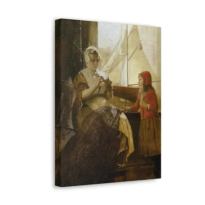 Eduard Charlemont (1848-1906) Dutch Fisherwoman with Child - Canvas Wall Art - The Sticker Space