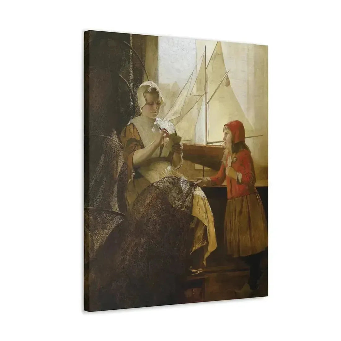 Eduard Charlemont (1848-1906) Dutch Fisherwoman with Child - Canvas Wall Art - The Sticker Space