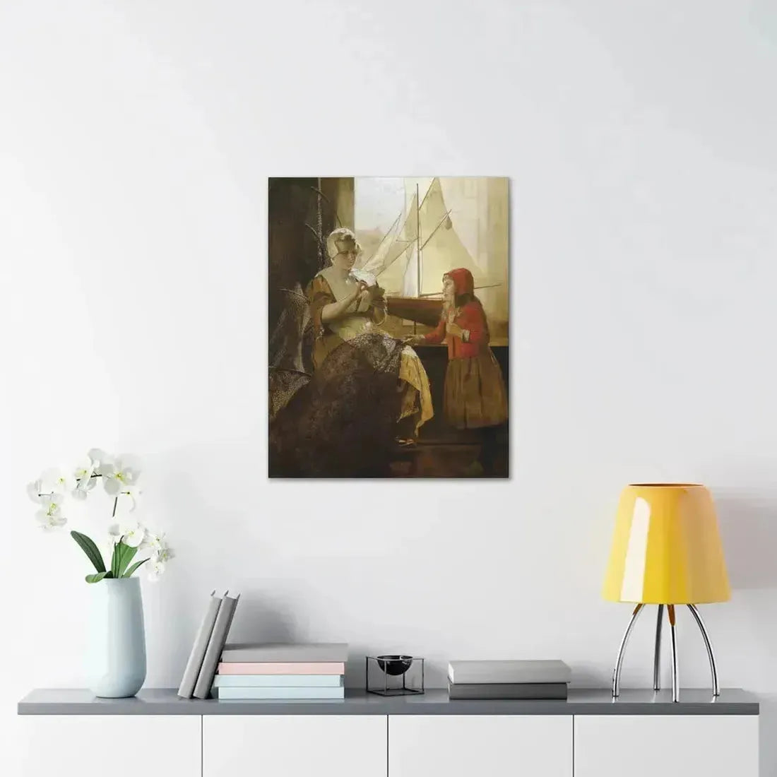 Eduard Charlemont (1848-1906) Dutch Fisherwoman with Child - Canvas Wall Art - The Sticker Space