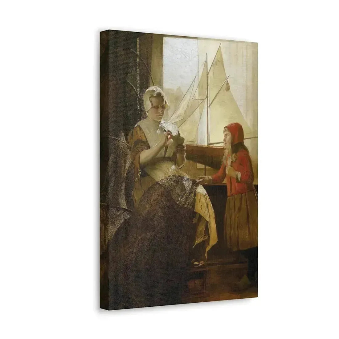 Eduard Charlemont (1848-1906) Dutch Fisherwoman with Child - Canvas Wall Art - The Sticker Space