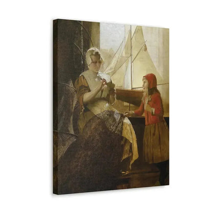 Eduard Charlemont (1848-1906) Dutch Fisherwoman with Child - Canvas Wall Art - The Sticker Space