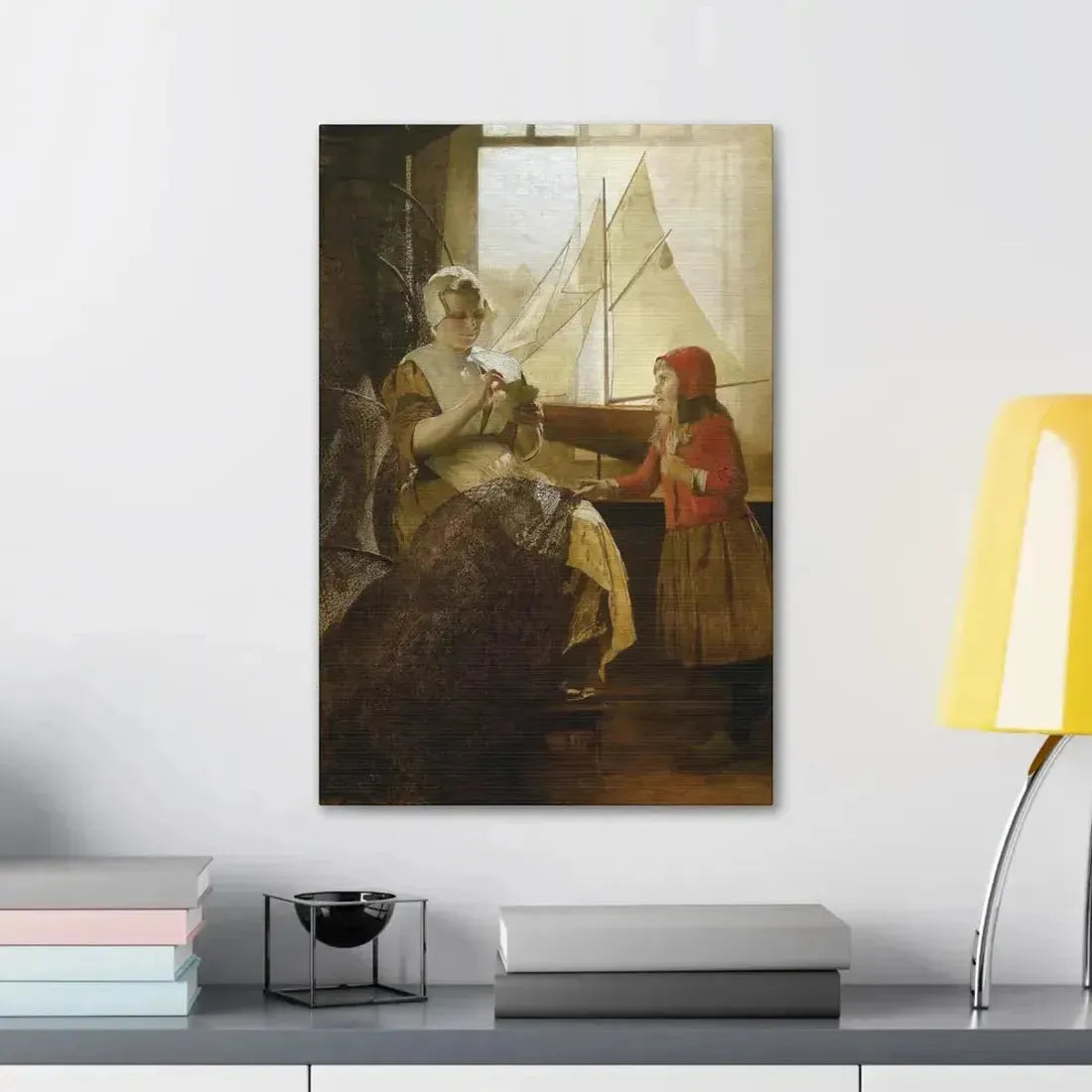 Eduard Charlemont (1848-1906) Dutch Fisherwoman with Child - Canvas Wall Art - The Sticker Space