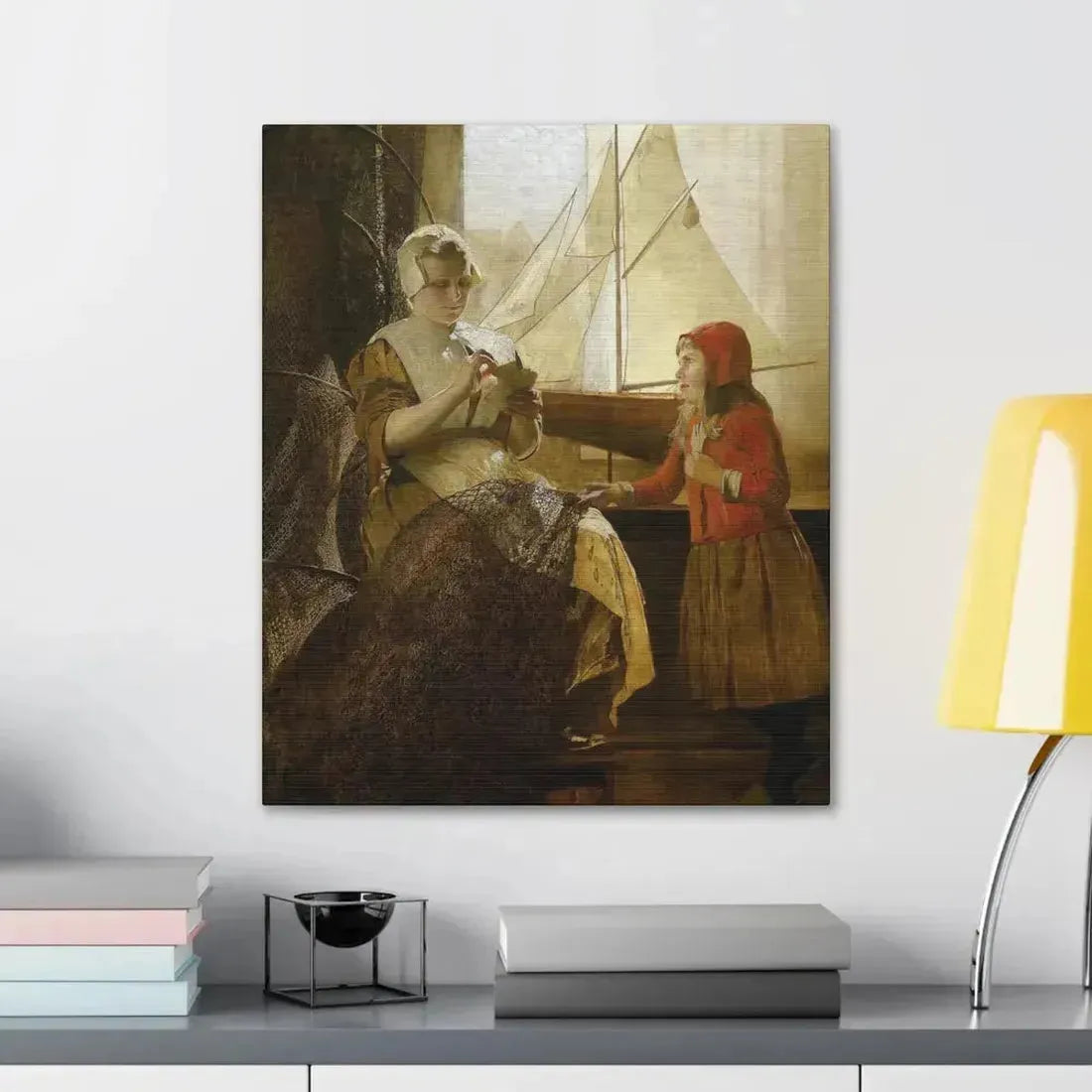 Eduard Charlemont (1848-1906) Dutch Fisherwoman with Child - Canvas Wall Art - The Sticker Space