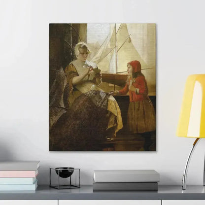 Eduard Charlemont (1848-1906) Dutch Fisherwoman with Child - Canvas Wall Art - The Sticker Space