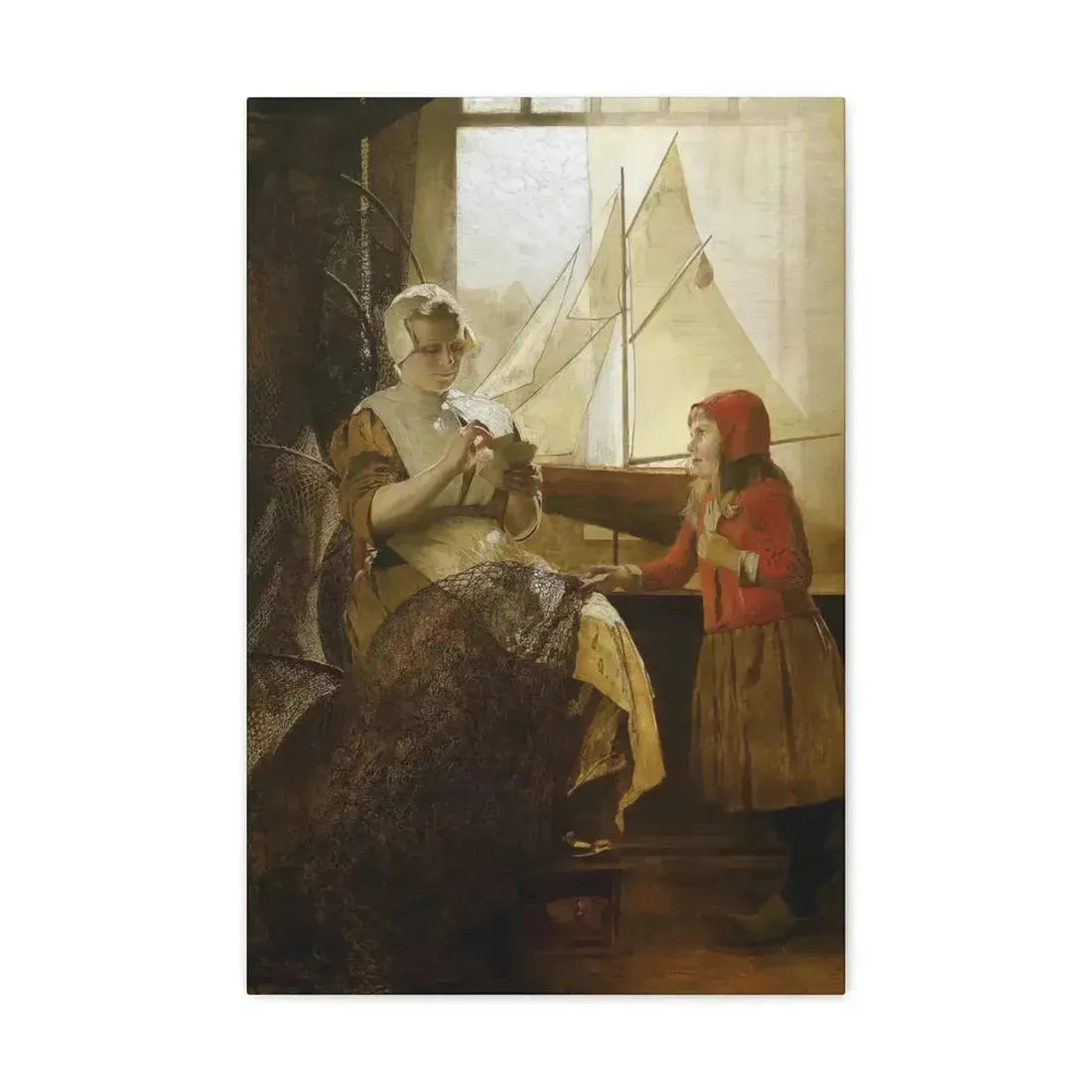 Eduard Charlemont (1848-1906) Dutch Fisherwoman with Child - Canvas Wall Art - The Sticker Space