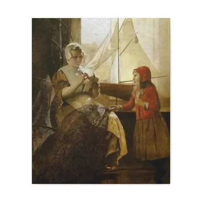 Eduard Charlemont (1848-1906) Dutch Fisherwoman with Child - Canvas Wall Art - The Sticker Space