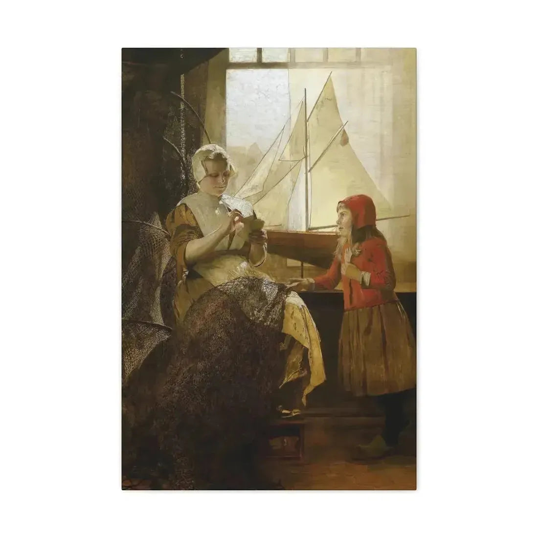 Eduard Charlemont (1848-1906) Dutch Fisherwoman with Child - Canvas Wall Art - The Sticker Space