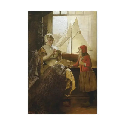 Eduard Charlemont (1848-1906) Dutch Fisherwoman with Child - Canvas Wall Art - The Sticker Space