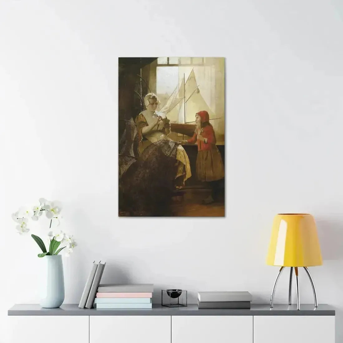 Eduard Charlemont (1848-1906) Dutch Fisherwoman with Child - Canvas Wall Art - The Sticker Space