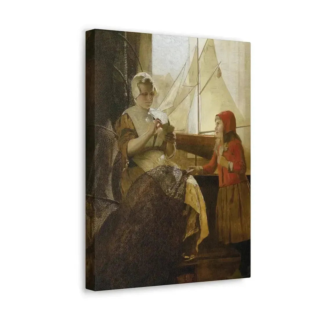 Eduard Charlemont (1848-1906) Dutch Fisherwoman with Child - Canvas Wall Art - The Sticker Space