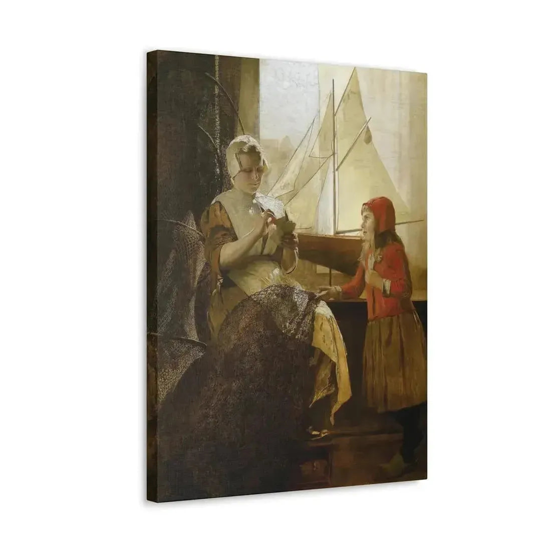 Eduard Charlemont (1848-1906) Dutch Fisherwoman with Child - Canvas Wall Art - The Sticker Space