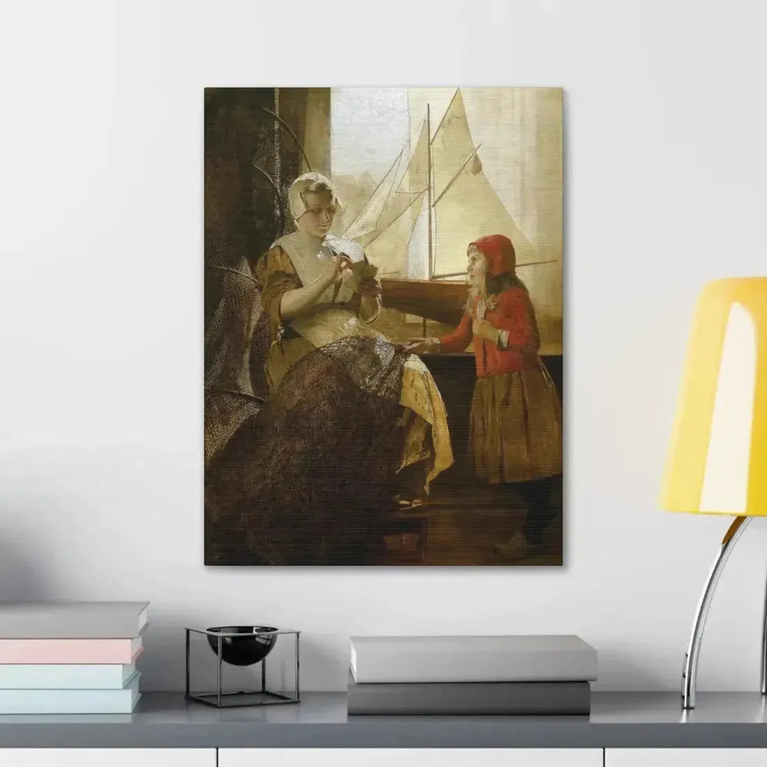 Eduard Charlemont (1848-1906) Dutch Fisherwoman with Child - Canvas Wall Art - The Sticker Space