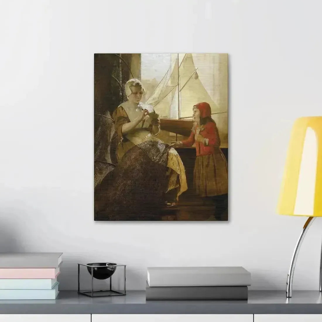 Eduard Charlemont (1848-1906) Dutch Fisherwoman with Child - Canvas Wall Art - The Sticker Space