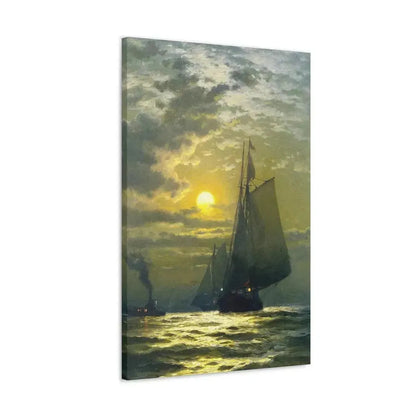 Edward Moran (1829-1901) Sailing by Moonlight, New York Harbor - Canvas Wall Art - The Sticker Space