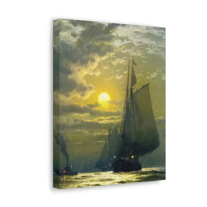 Edward Moran (1829-1901) Sailing by Moonlight, New York Harbor - Canvas Wall Art - The Sticker Space