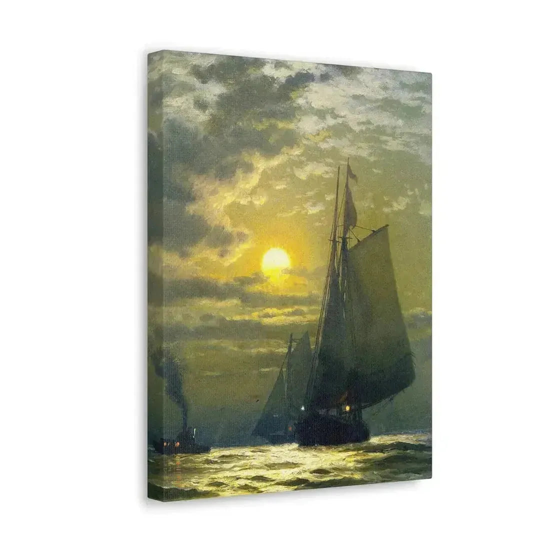 Edward Moran (1829-1901) Sailing by Moonlight, New York Harbor - Canvas Wall Art - The Sticker Space