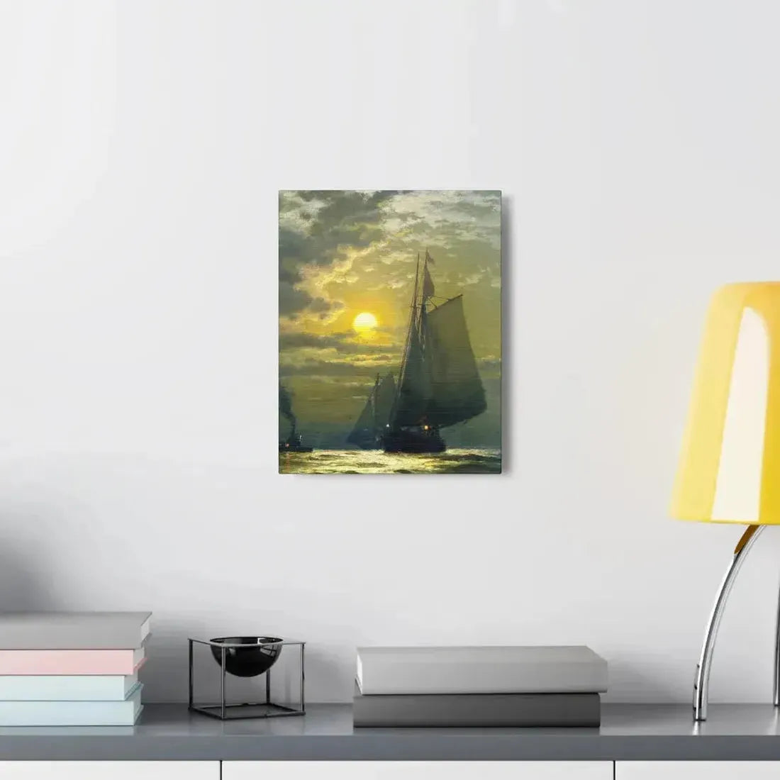 Edward Moran (1829-1901) Sailing by Moonlight, New York Harbor - Canvas Wall Art - The Sticker Space