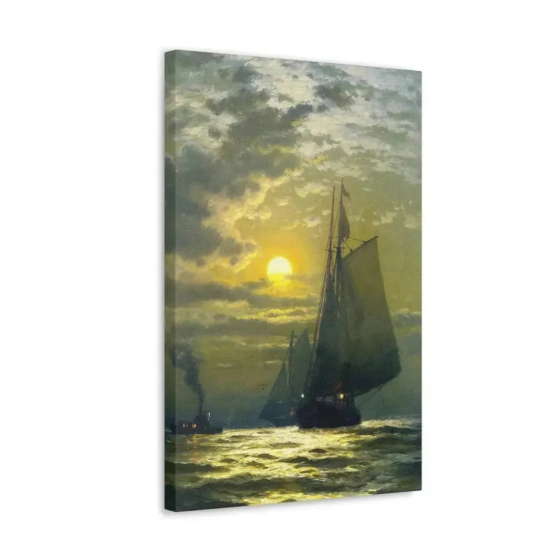 Edward Moran (1829-1901) Sailing by Moonlight, New York Harbor - Canvas Wall Art - The Sticker Space