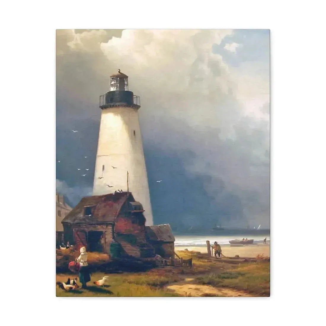 Edward Moran (1829-1901) Sandy Hook Lighthouse 1876 - Canvas Wall Art 16″ x 20″ 1.25" - The Sticker Space