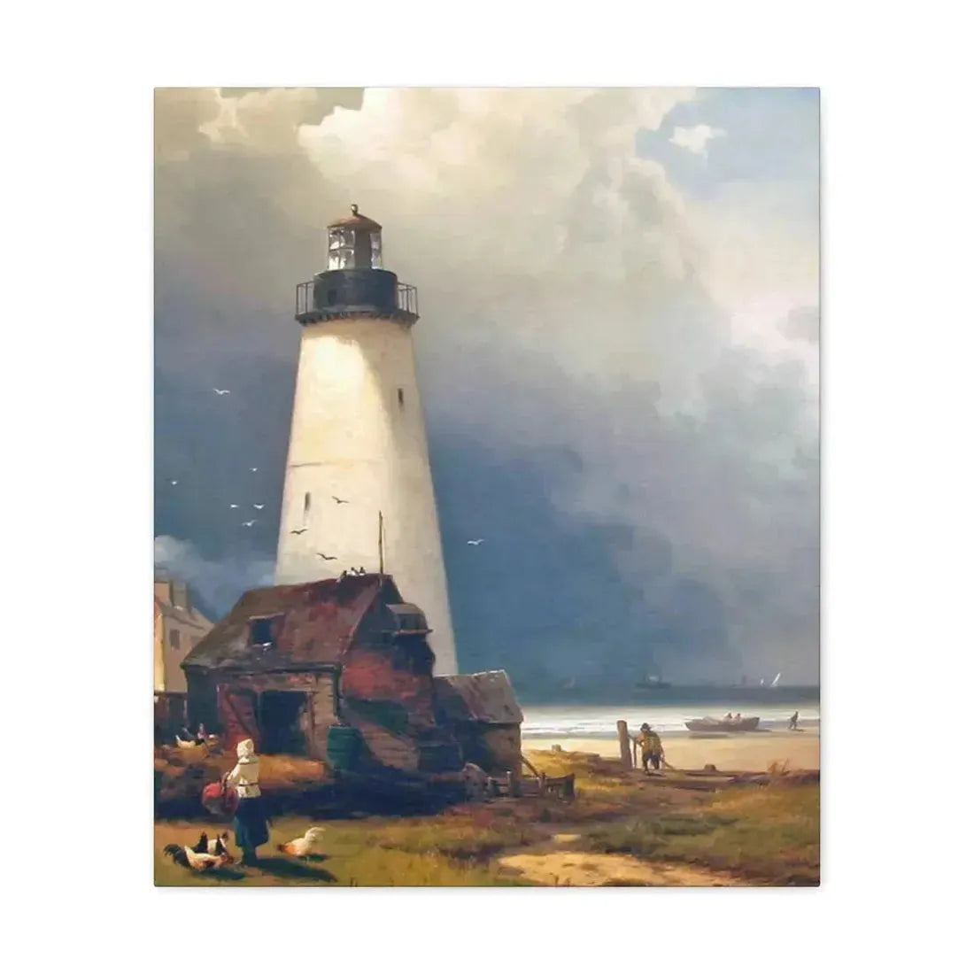 Edward Moran (1829-1901) Sandy Hook Lighthouse 1876 - Canvas Wall Art 20″ x 24″ 1.25" - The Sticker Space