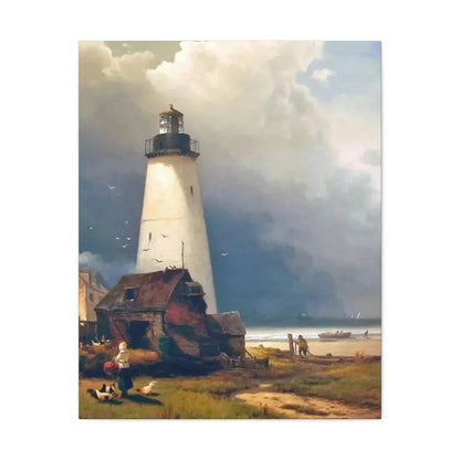 Edward Moran (1829-1901) Sandy Hook Lighthouse 1876 - Canvas Wall Art 24″ x 30″ 1.25" - The Sticker Space