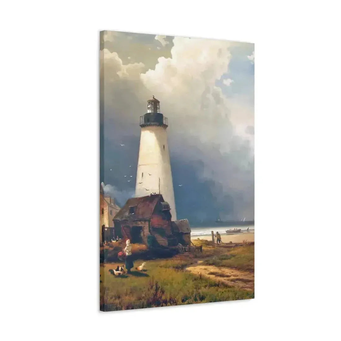 Edward Moran (1829-1901) Sandy Hook Lighthouse 1876 - Canvas Wall Art - The Sticker Space