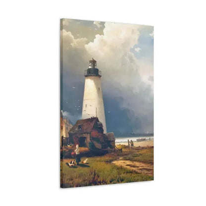 Edward Moran (1829-1901) Sandy Hook Lighthouse 1876 - Canvas Wall Art - The Sticker Space