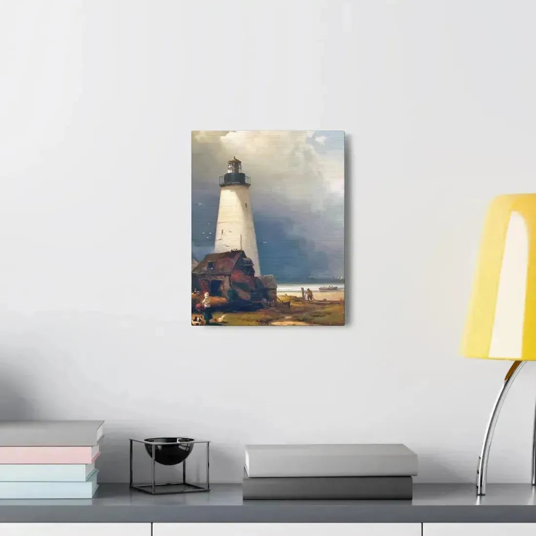 Edward Moran (1829-1901) Sandy Hook Lighthouse 1876 - Canvas Wall Art - The Sticker Space