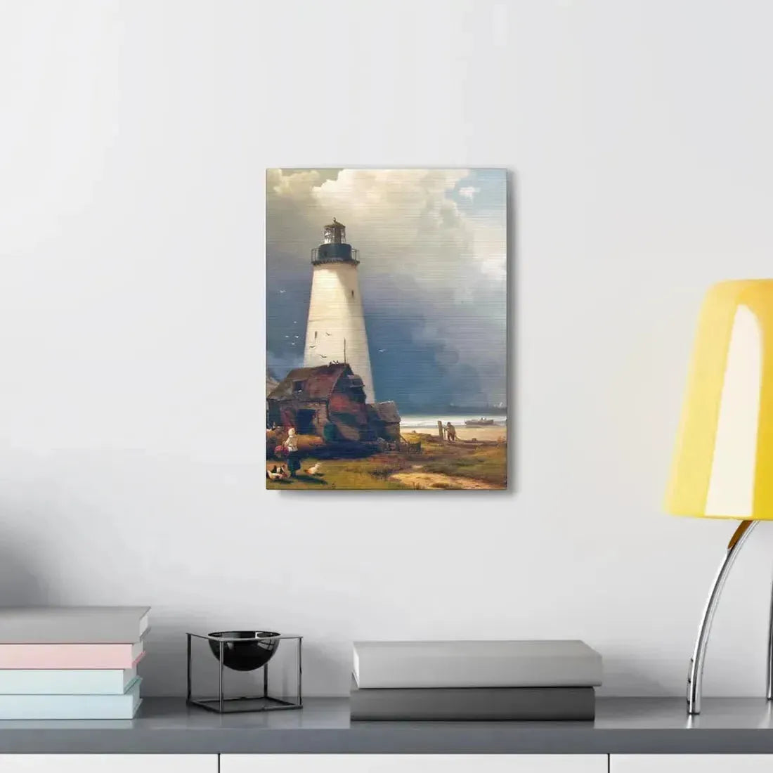 Edward Moran (1829-1901) Sandy Hook Lighthouse 1876 - Canvas Wall Art - The Sticker Space