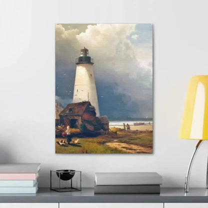 Edward Moran (1829-1901) Sandy Hook Lighthouse 1876 - Canvas Wall Art - The Sticker Space