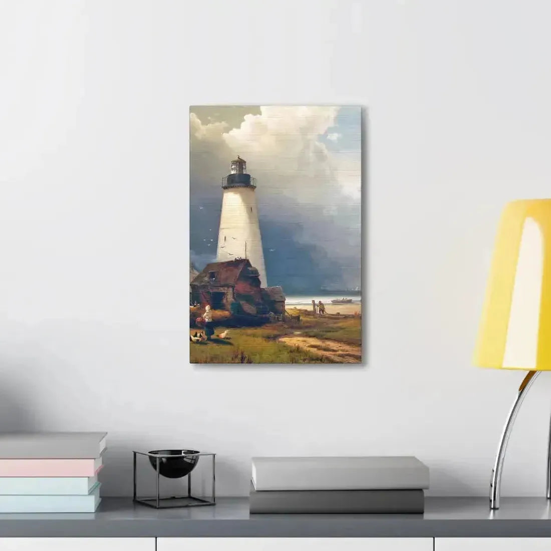 Edward Moran (1829-1901) Sandy Hook Lighthouse 1876 - Canvas Wall Art - The Sticker Space