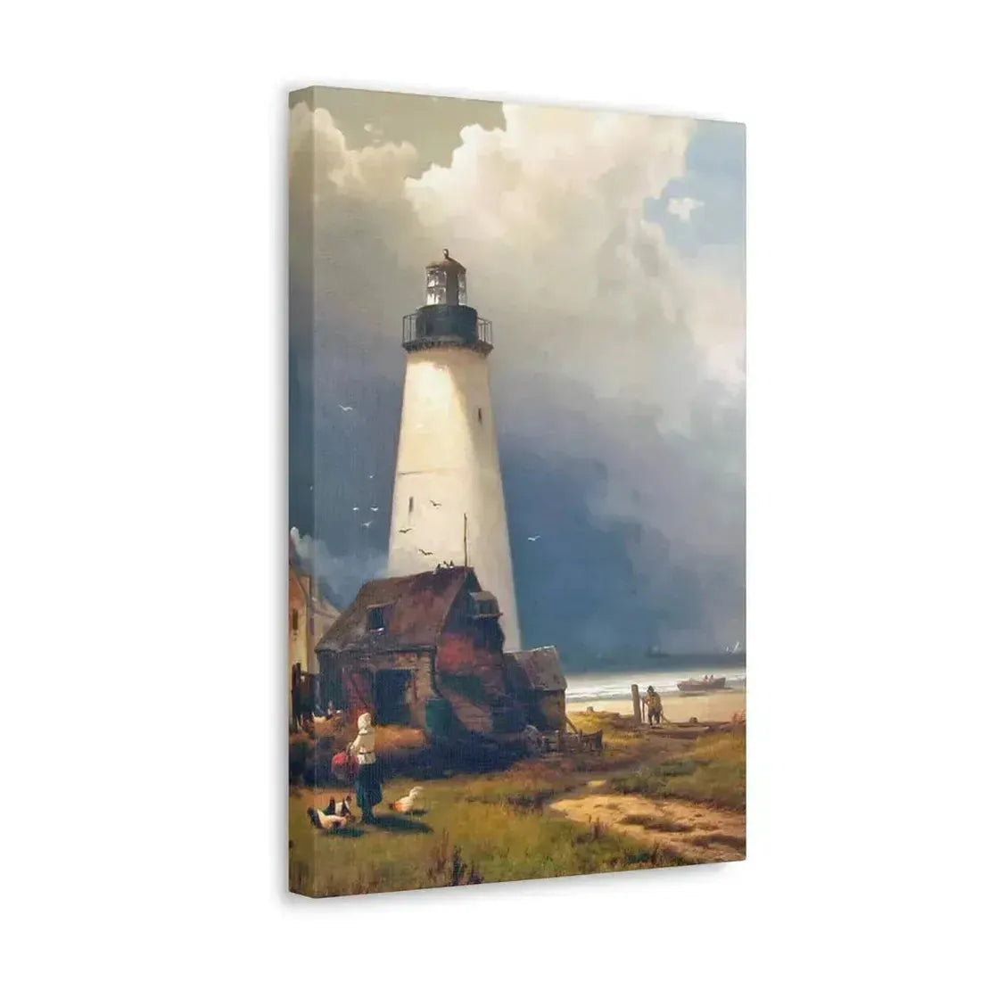Edward Moran (1829-1901) Sandy Hook Lighthouse 1876 - Canvas Wall Art - The Sticker Space