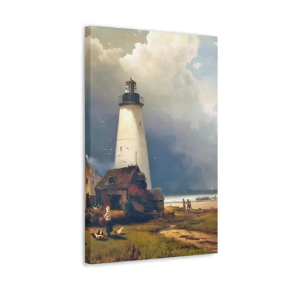 Edward Moran (1829-1901) Sandy Hook Lighthouse 1876 - Canvas Wall Art - The Sticker Space
