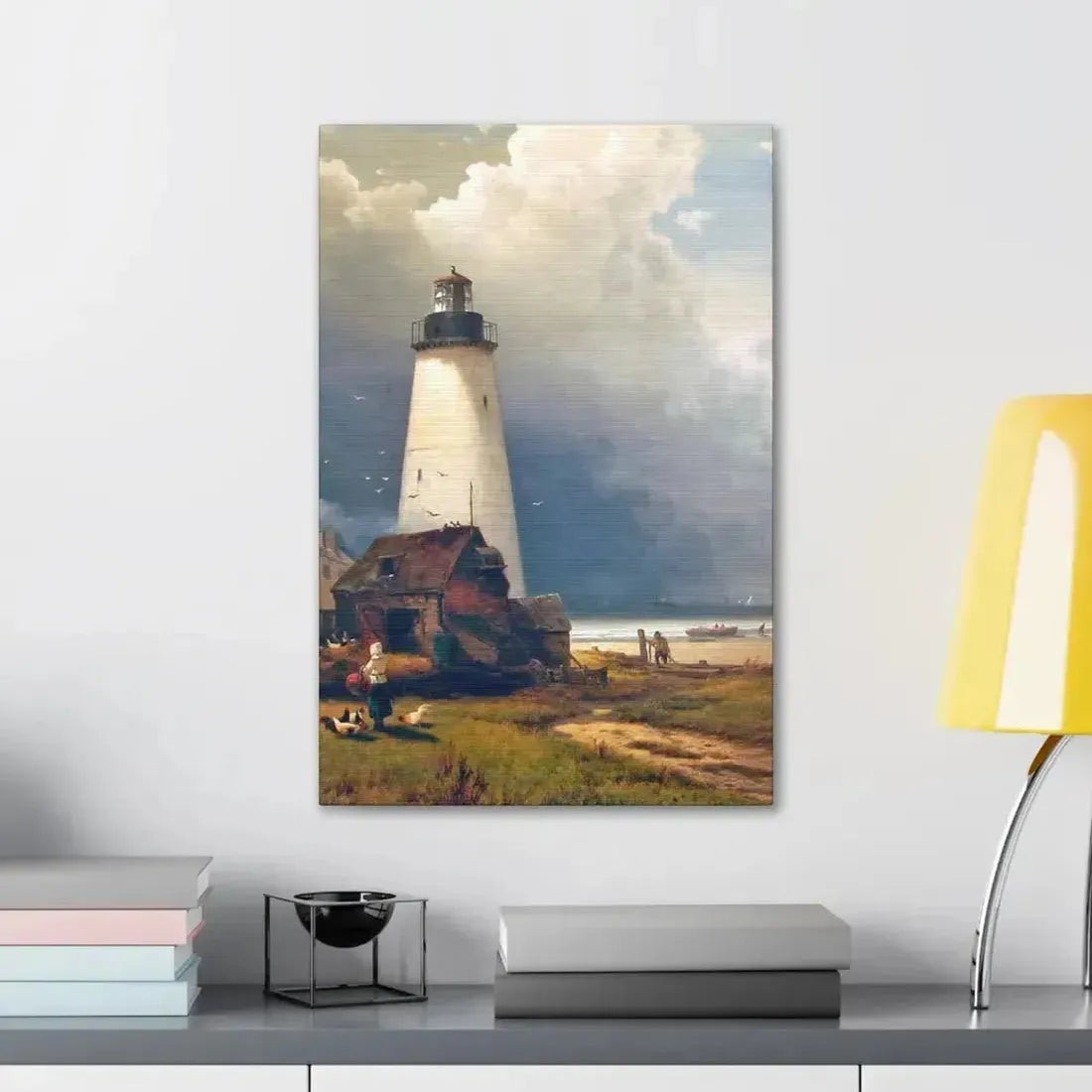 Edward Moran (1829-1901) Sandy Hook Lighthouse 1876 - Canvas Wall Art - The Sticker Space